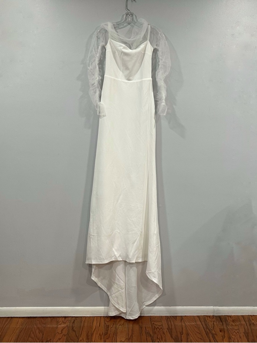 Lulus Beautifully Beloved White Mesh Off Shoulder Gown Small S - Picture 3 of 9